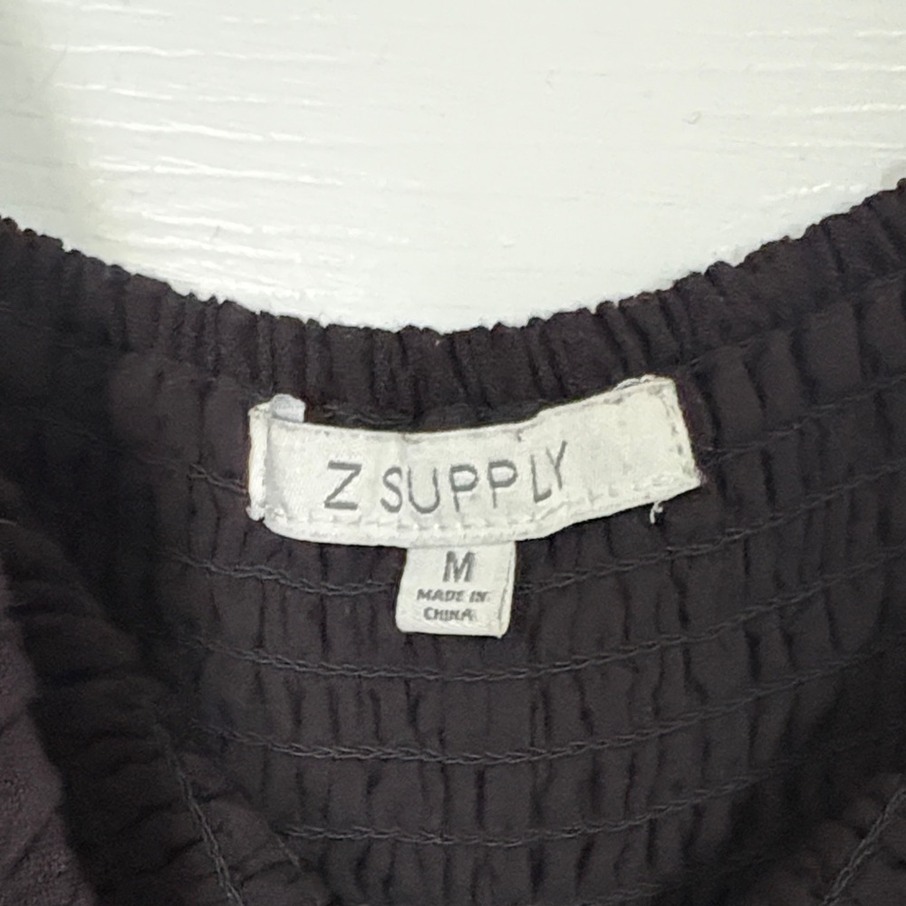 Z Supply Black Smocked Midi Dress with Spaghetti Straps - Picture 3 of 3